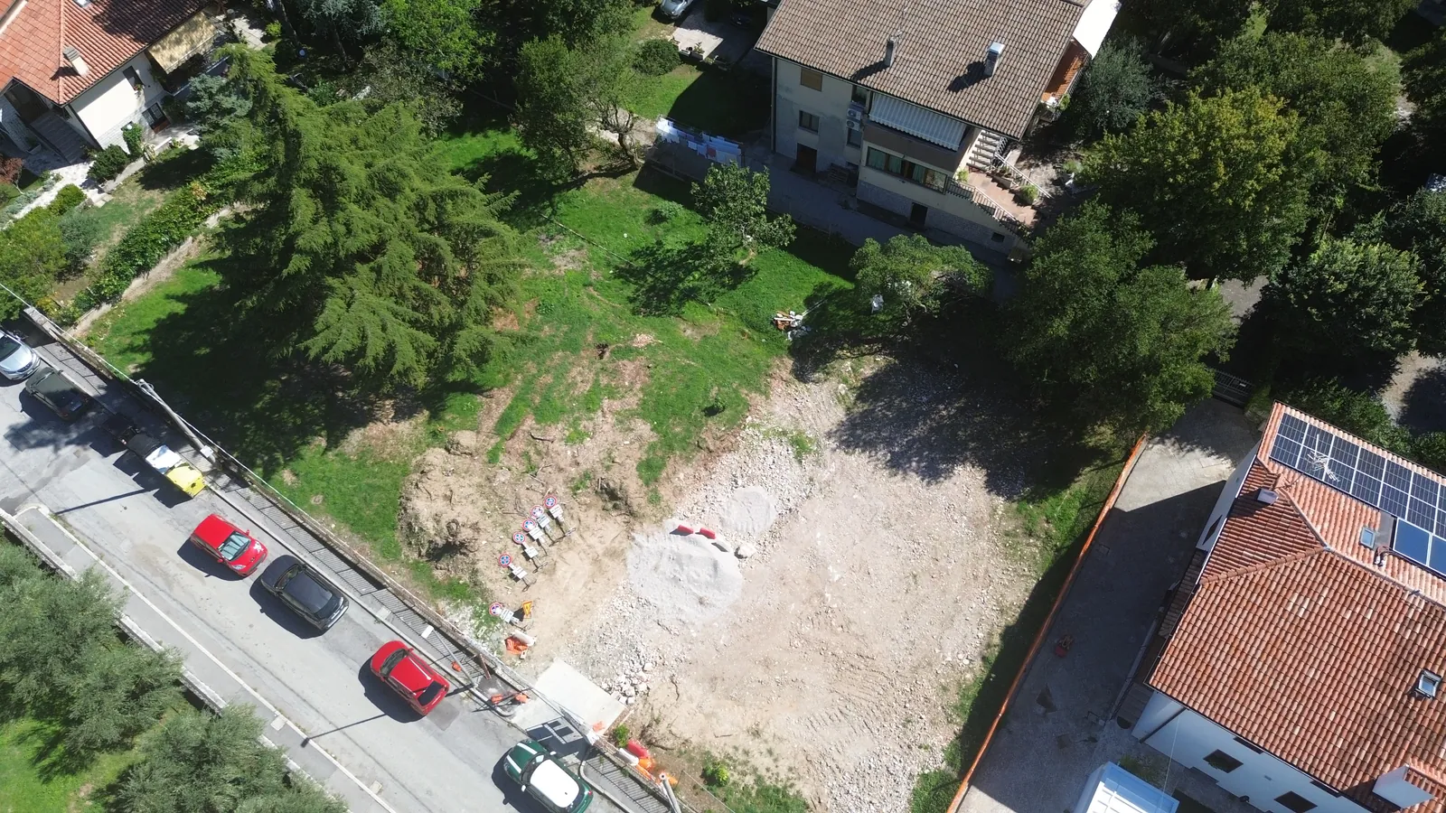 From the drone, 44 m above the plot, at take-off