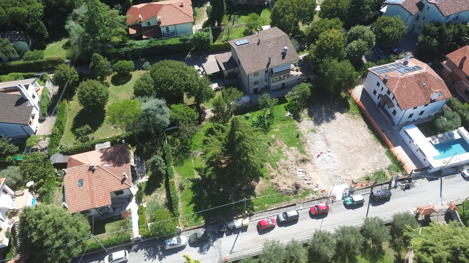 From the drone, 63 m above the plot, at take-off