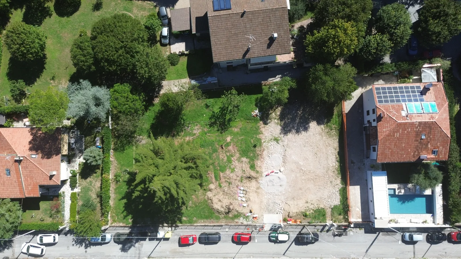 From the drone, 69 m above the plot, at take-off